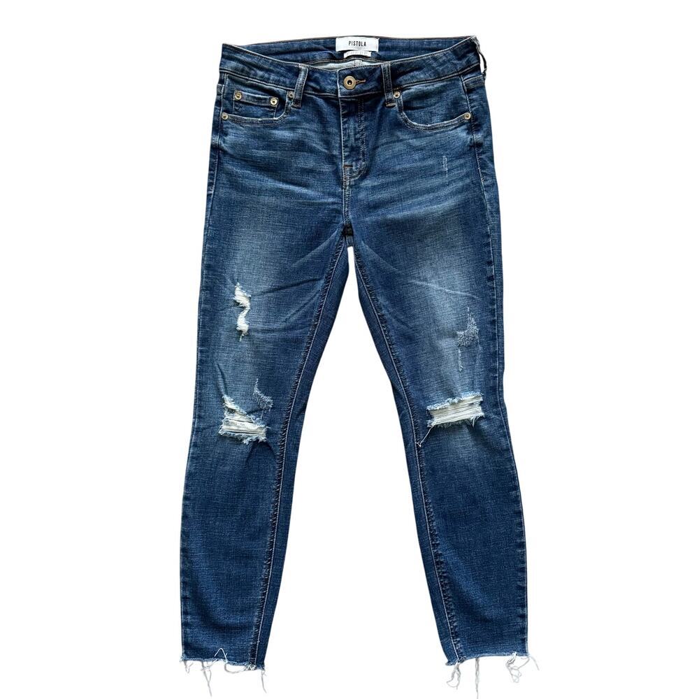 Pistola Skinny Distressed Jeans Women's Sz. 27 Blue Grunge stretch cabincore